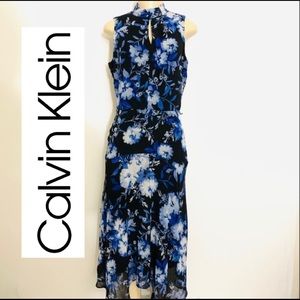 🆕Calvin Klien floral twist neck flowy dress Sz4